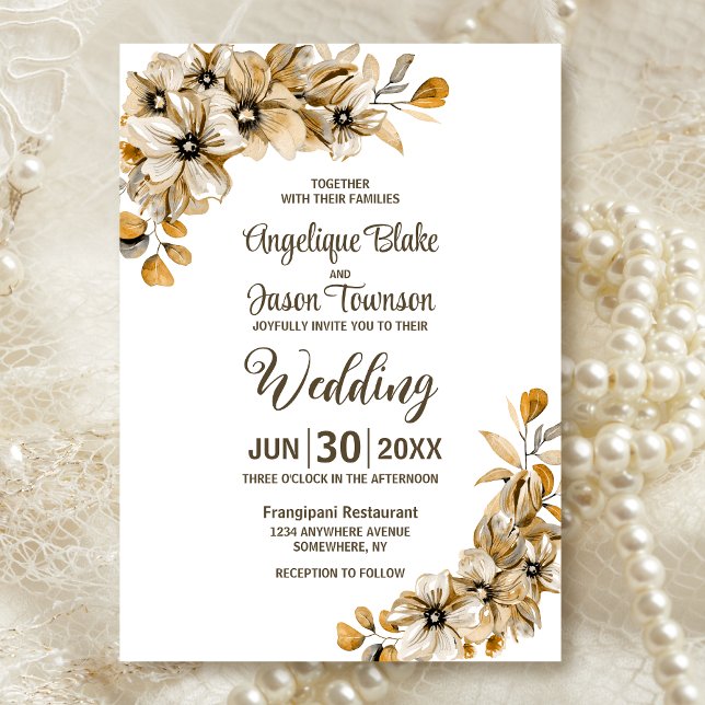 Convites Casamento Floral Rustic Autumn (Criador carregado)