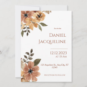 Convites Casamento Floral Rustic Beige Brown
