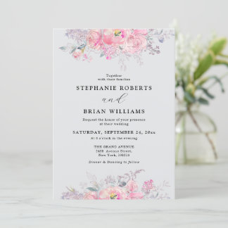 Convites Casamento Floral Rustic Blush Pink Watercolor