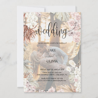 Convites Casamento Floral Rustic Boho Romance Elegante