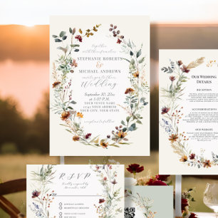 Convites Casamento Floral Rustic Boho Wreath