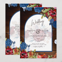 Casamento Floral Rustic Burgundy Blue