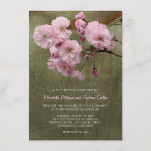 Convites Casamento Floral Rustic Cherry Blossom 4,5" x 6,25