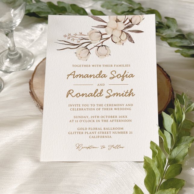 Convites Casamento Floral Rustic Cotton (Criador carregado)