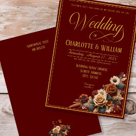 Convites Casamento Floral Rustic de Script Formal