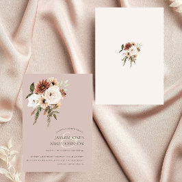 Convites Casamento Floral Rustic Dusty Pink e Verde