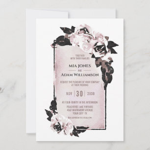 Convites Casamento Floral Rustic Dusty Rosa Watercolor