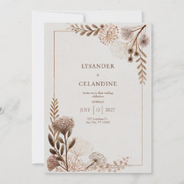 Convites Casamento Floral Rustic Earth Tones Folk
