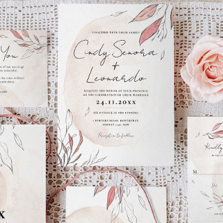 Convites Casamento Floral Rustic Earthy Watercolor