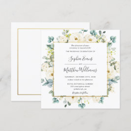Convites Casamento Floral Rustic Eucalyptus Ivory White