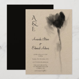 Convites Casamento Floral Rustic Kraft Black Tulip