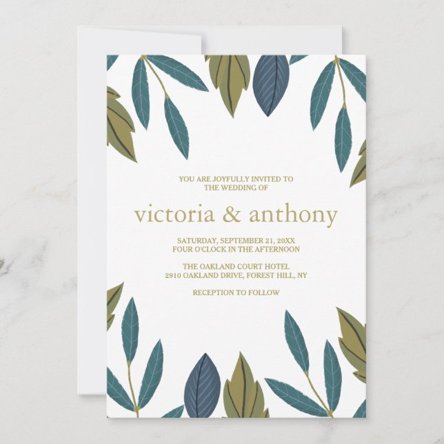Convites Casamento Floral Rustic Leaf (Frente)