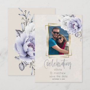 Convites Casamento Floral Rustic Lilac e Alabaster Peony