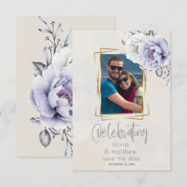 Convites Casamento Floral Rustic Lilac e Alabastro Peony