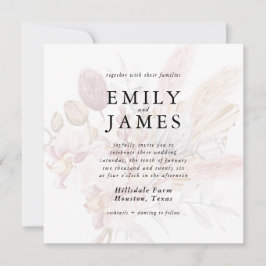 Convites Casamento Floral Rustic Neutral Beige Boho