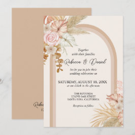 Convites Casamento Floral Rustic Neutral Boho