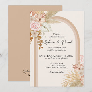 Convites Casamento Floral Rustic Neutral Boho