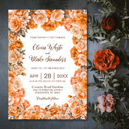 Convites Casamento Floral Rustic Orange