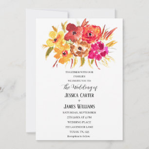 Convites Casamento Floral Rustic Orange Fall Boho Bohemian