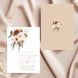 Convites Casamento Floral Rustic Peach Terracotta Greenery