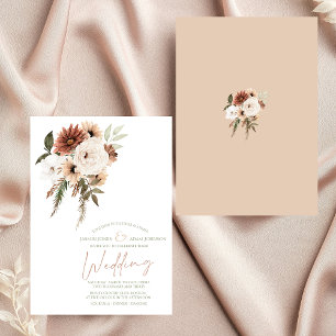 Convites Casamento Floral Rustic Peach Terracotta Greenery