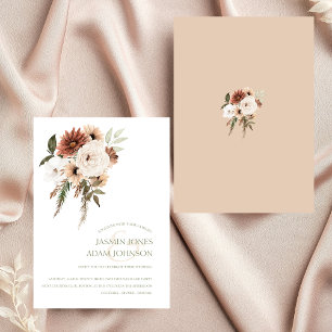 Convites Casamento Floral Rustic Peach Terracotta Greenery