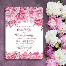 Convites Casamento Floral Rustic Pink
