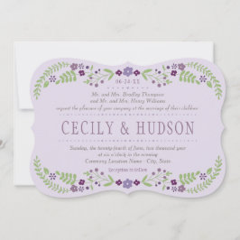Convites Casamento Floral Rustic Purple e Green
