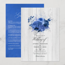 Convites Casamento Floral Rustic Royal Blue e Silver