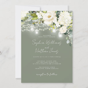 Convites Casamento Floral Rustic Sage Champagne