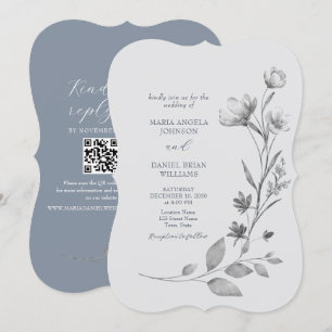 Convites Casamento Floral Rustic Silver