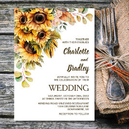 Convites Casamento Floral Rustic Sunflower