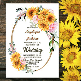 Convites Casamento Floral Rustic Sunflower