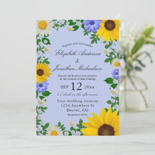 Convites Casamento Floral Rustic Sunflower Daisy