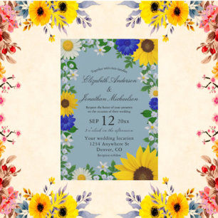 Convites Casamento Floral Rustic Sunflower Daisy