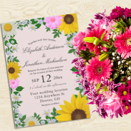 Convites Casamento Floral Rustic Sunflower Daisy
