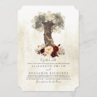 Casamento Floral Rustic Vintage Tree Burgundy