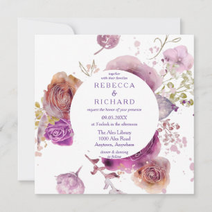 Convites Casamento Floral Rustic Watercolor