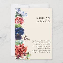 Convites Casamento Floral Rustic Watercolor Blooms