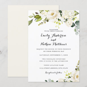 Convites Casamento Floral Rustic White Champagne