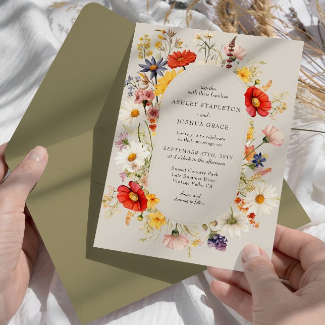Convites Casamento Floral Rustic Wildflower Elegant (Elegant modern floral wedding invitation from my Rustic Wildflower Wedding Collection)