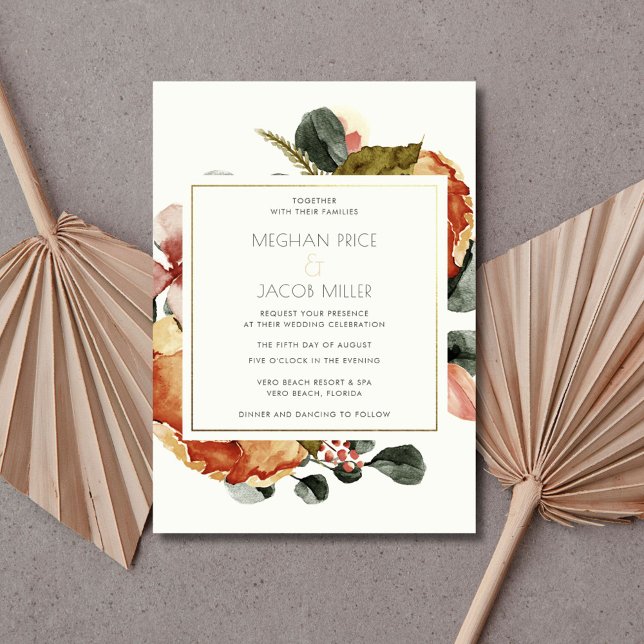 Convites Casamento Floral Rustic Wildflower Fall (Rustic Wildflower Fall Floral Wedding Invitation)