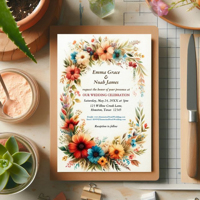 Convites Casamento Floral Rústico (Criador carregado)