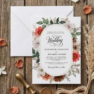 Convites Casamento Floral Rústico Boho