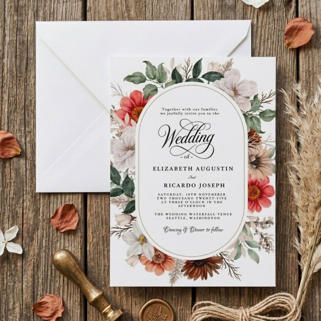 Convites Casamento Floral Rústico Boho (Criador carregado)