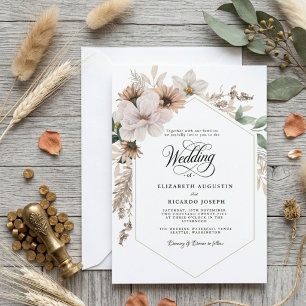 Convites Casamento Floral Rústico Boho
