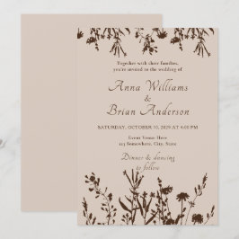 Convites Casamento Floral Rústico de Flores Selvagens Queda
