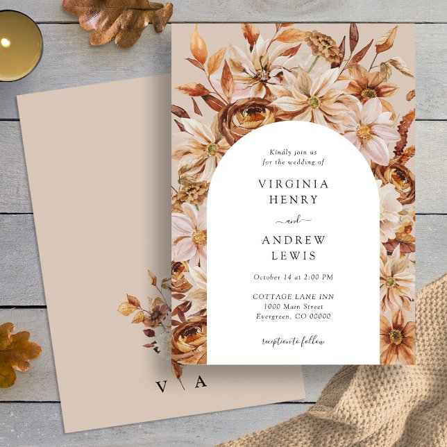 Convites Casamento Floral Rústico de Outono (Watercolor Fall Rustic Floral Wedding Invitation by Painted Paperie
)