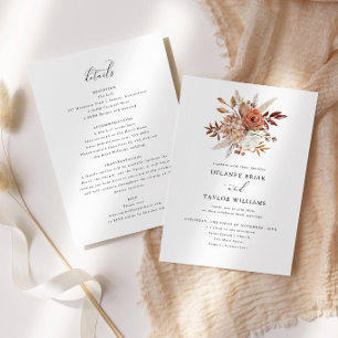 Convites Casamento Floral Rústico de Outono em uma Peça