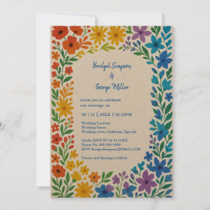 Convites Casamento Floral Rustico de Rainbow Wildflower